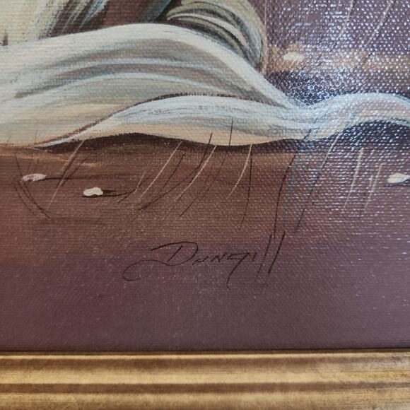 ELAINE DUNGILL AFRICAN CHILD GIRL W/ VASE LITHO ON CANVAS PAINTING FRAMED SIGNED - Picture 2 of 5